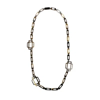 Pre-owned Hermes Brown 'rhythm' Corne Laquee Long Necklace In Multi
