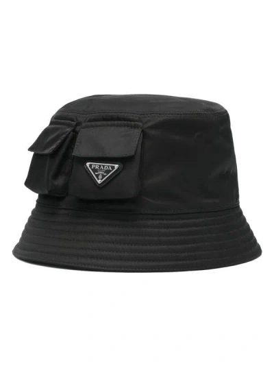 Prada Triangle-logo Bucket Hat In Black