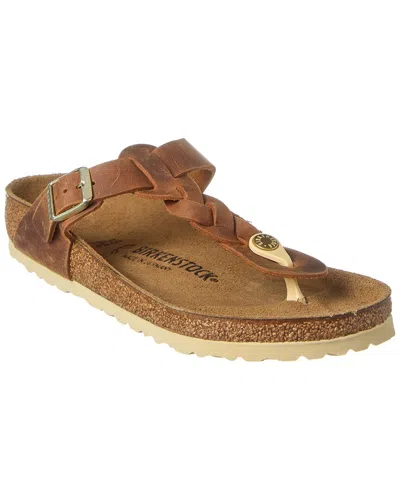 Birkenstock Gizeh Braided Womens Leather Braided Thong Sandals In Brown