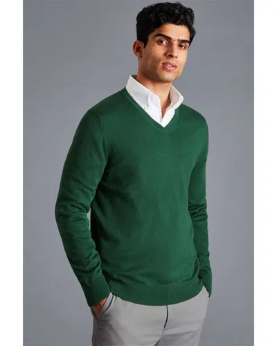 Charles Tyrwhitt Men's  Merino V-neck Sweater In Green