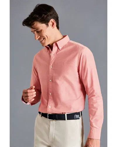 Charles Tyrwhitt Plain Slim Fit Button-down Washed Oxford Shirt In Pink