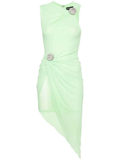 David Koma Crystal Ball Asymmetric Midi Dress In Green