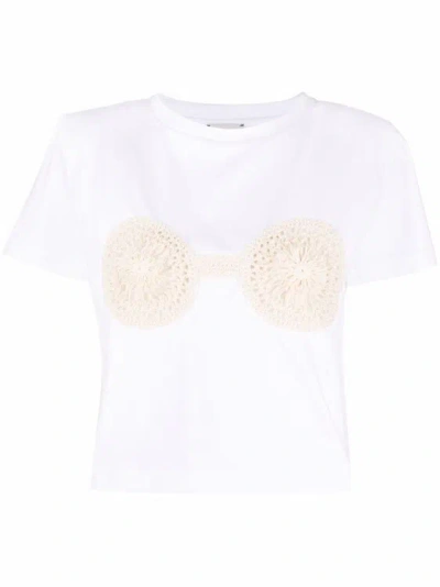 Magda Butrym White Crochet-embellished T-shirt