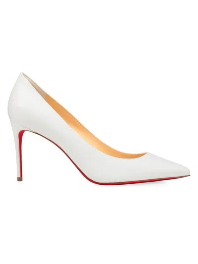 Christian Louboutin Kate 85 Leather Pumps In White