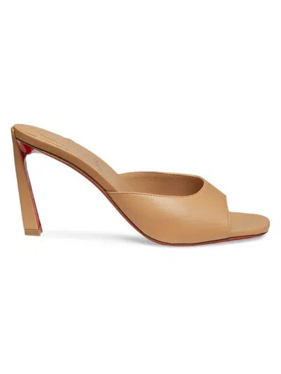 Christian Louboutin Condora 85 Beige Leather Mules In Brown