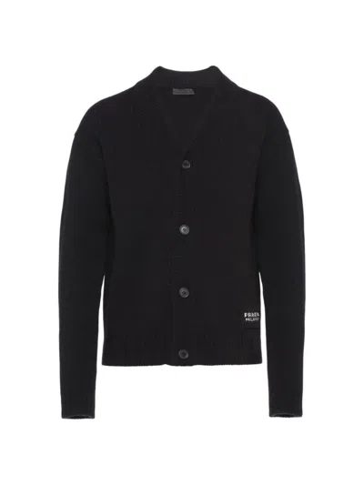 Prada Cashmere Knit Cardigan In Black