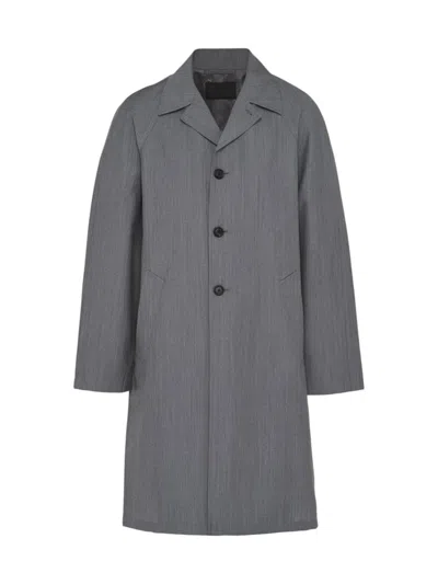 Prada Single-breasted Wool Coat In Grey
