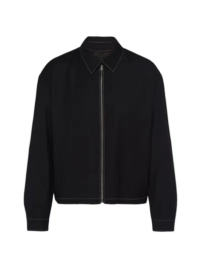 Prada Wool Blouson Jacket In Nero