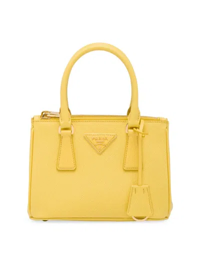 Prada Galleria Saffiano Mini Tote Bag In Yellow