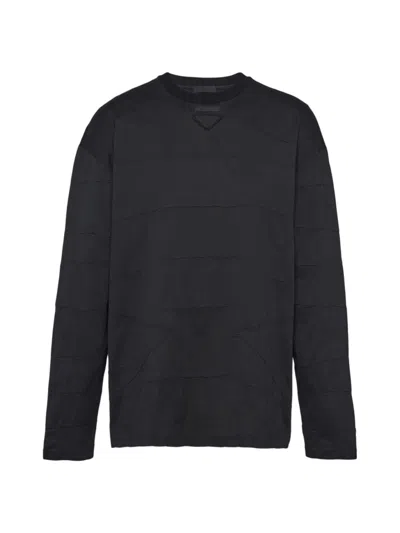Prada Long-sleeved Cotton T-shirt In Black