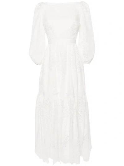 Evarae Cara Lace-embroidered Maxi Dress In White