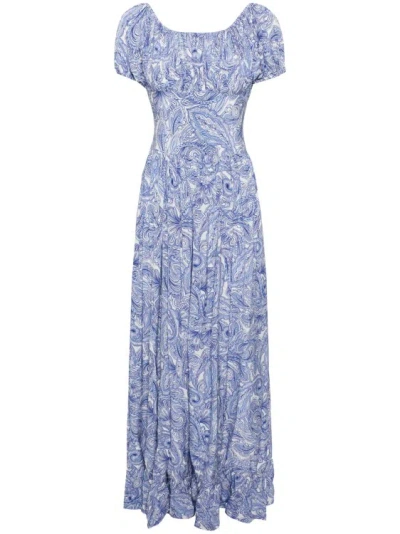 Evarae Hestia Paisley-print Maxi Dress In Blue