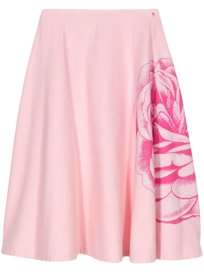 Marni Floral-print Cotton Skirt In Pink