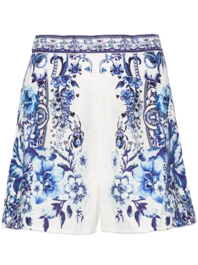 Camilla Glaze And Graze Linen Shorts In Blue