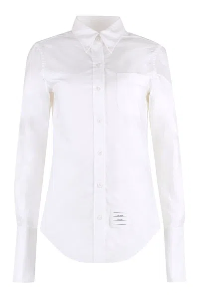 Thom Browne Button-down Collar Cotton Shirt In White