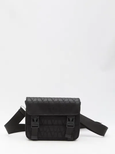 Valentino Garavani Toile Iconographe Crossbody Bag In Black
