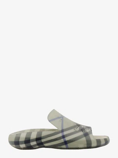 Burberry Stingray Checked Slides In Grey