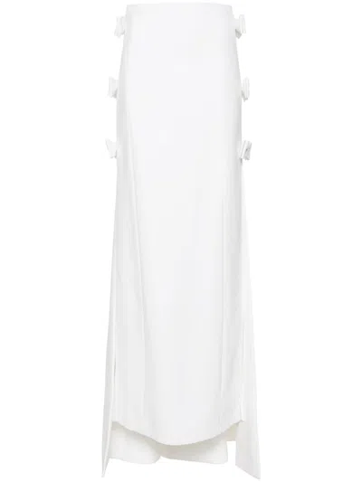 Huishan Zhang Sabina Bow-detail Crepe Midi Skirt In White