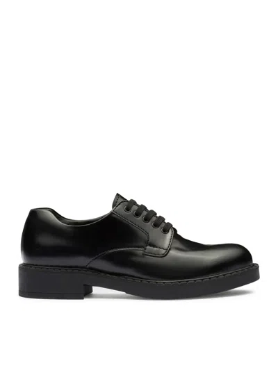 Prada Black Leather Lace-up Shoes