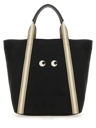 Anya Hindmarch "eyes" Shopping Bag In Black