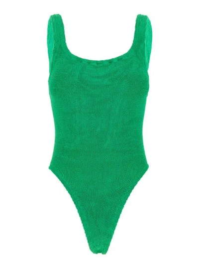 Hunza G 'pamela' Green Backless One-piece Swimsuit In Stretch Polyamide Woman