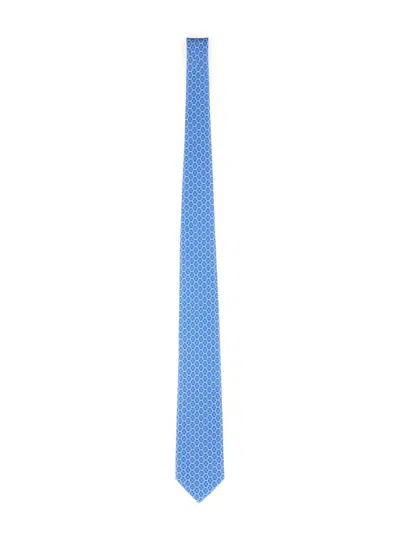 Ferragamo Silk Tie In Azure