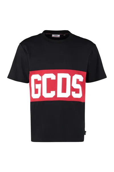 Gcds Logo Cotton T-shirt In Black