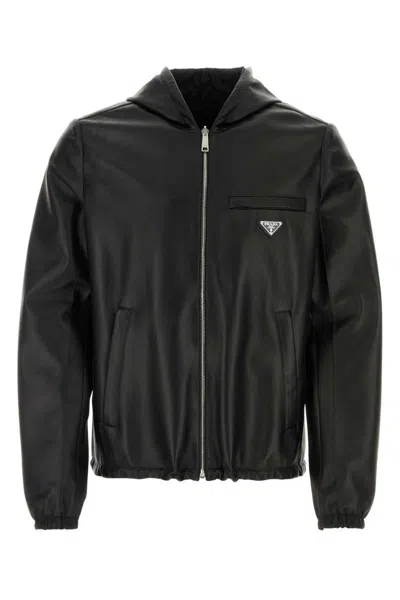 Prada Leather Jackets In Black