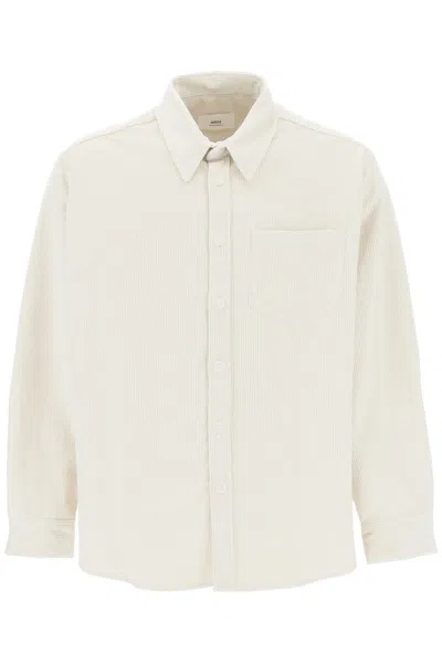 Ami Alexandre Matiussi Cotton Corduroy Overshirt In White