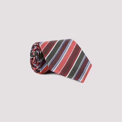 Paul Smith Burgundy Club Stripe Silk Tie In Red