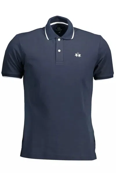 La Martina Elegant Contrasting Detail Polo Shirt In Blue