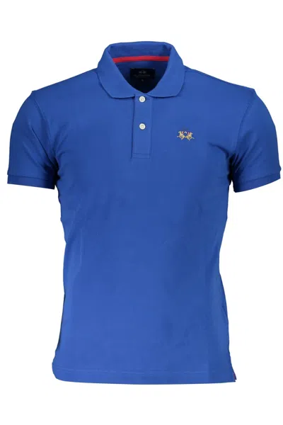 La Martina Slim Fit Embroidered Polo With Contrast Details In Metallic