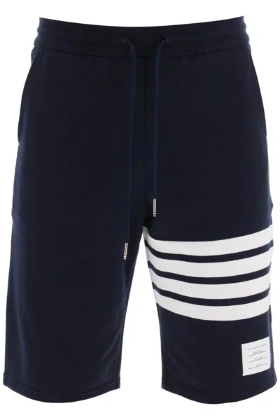 Thom Browne Cotton Loopback Engineered 4-bar Sweat Shorts In Blue