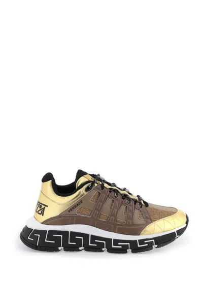 Versace Trigreca Sneakers In Brown