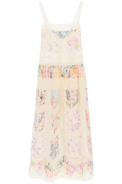 Zimmermann Floral Dress With Lace Trim In Multicolour