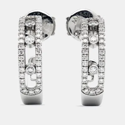 Messika Move Pave Hoop Diamond 18k Gold Earrings In Silver