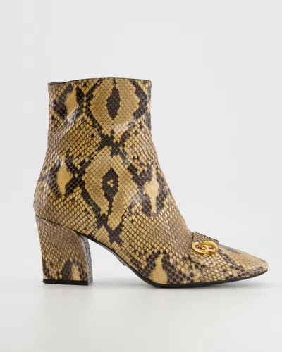 Dior Python Heeled Boots With Gold Cd Logo In Brown