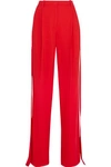 GIVENCHY SATIN-TRIMMED PLEATED CADY PANTS