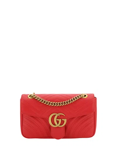 Gucci Small Gg Marmont Shoulder Bag In Red