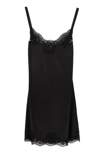 Dolce & Gabbana Lace Detailed Slip Dress In Black