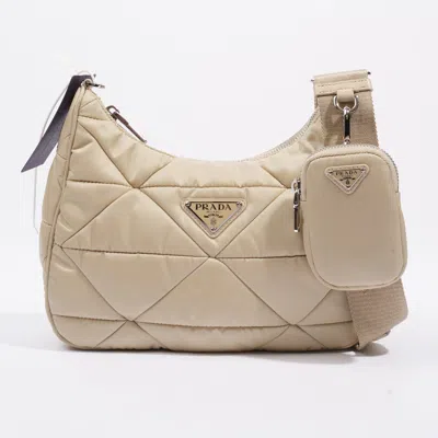 Prada Padded Re-edition 2005 Desert Re Nylon Crossbody Bag In Beige
