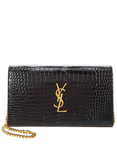 Saint Laurent Cassandre Chain Wallet In Black