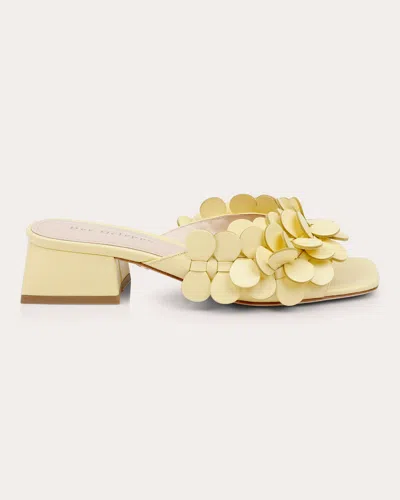 Dee Ocleppo Japan 3d-appliqué Leather Mules In Soft Yellow