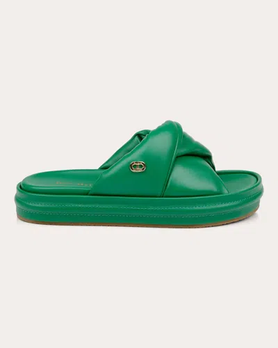 Dee Ocleppo Milan Leather Slides In Green Leather