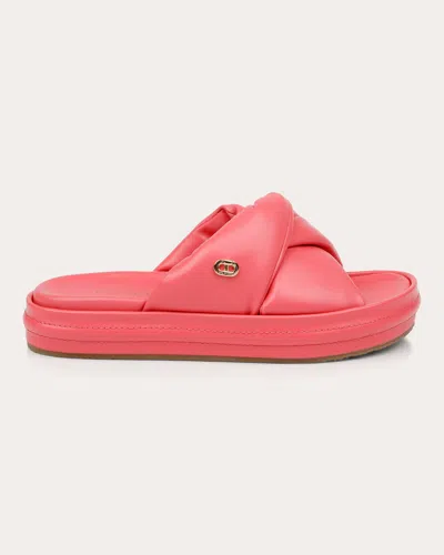 Dee Ocleppo Milan Leather Slides In Coral Leather