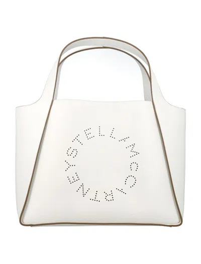 Stella Mccartney Logo Grainy Alter Mat Tote Bag In Pure White