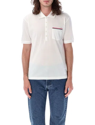 Thom Browne Mercerized Pique Pocket Polo In White