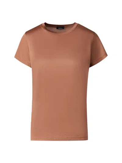 Akris Crewneck Short-sleeve Cotton Jersey T-shirt In Vicuna