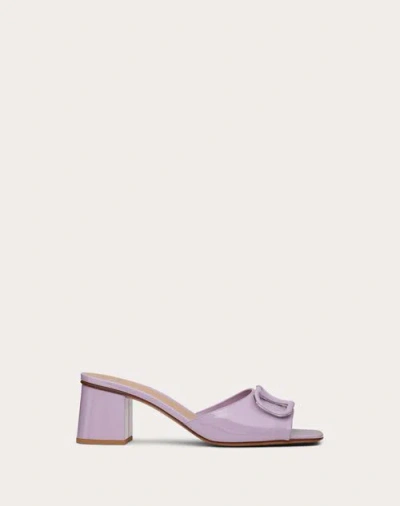 Valentino Garavani Vlogo Signature Patent Leather Slide Sandal 60mm Woman Lilac 39.5 In Purple