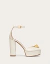Valentino Garavani Open Toe Pump With One Stud Platform In Patent Leather 120mm Woman Light Ivory 40 In White